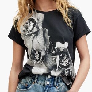 All Saints Black and White Artistic Short Sleeve Tee